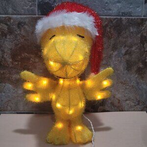 Peanuts Pre Lit Yard Art Woodstock Santa Hat Outdoor Holiday Yard Art 18"